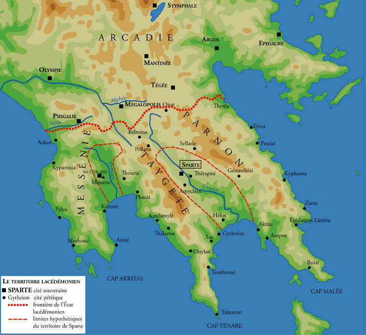 Territory of Sparta in the classical period - Map: Wikimedia Commons (Marsyas), CC BY-SA 3.0